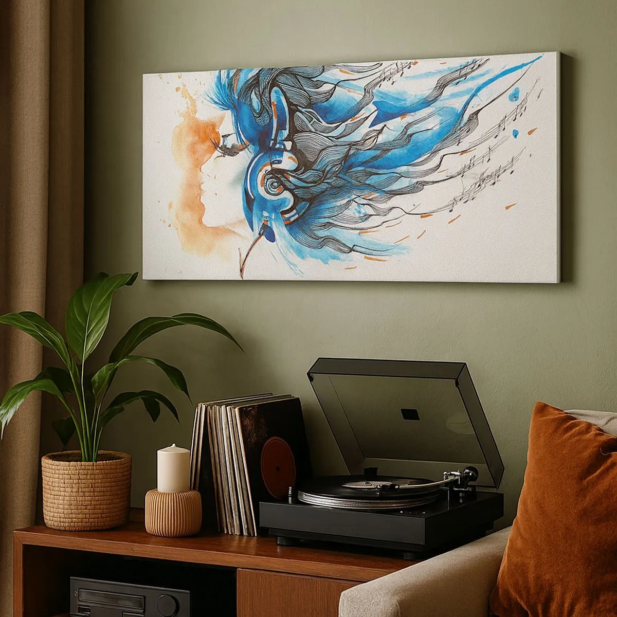 Lærredstryk - Billede på lærred - Lad musikken spille - 100x40 cm