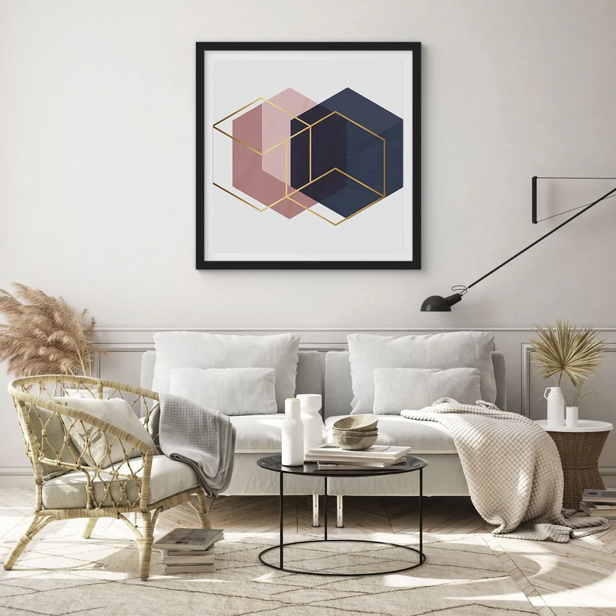 Plakat i sort ramme - Styrken ved enkelhed - 40x40 cm