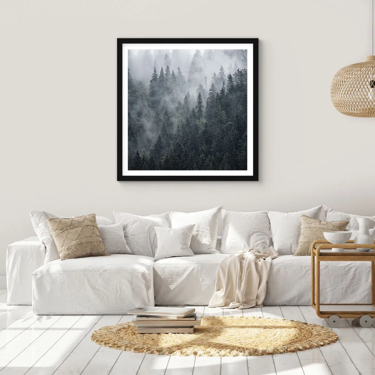 Plakat i sort ramme - Skovens daggry - 30x30 cm
