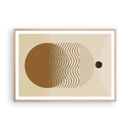 Plakat i ramme af lyst egetræ - Om geometriske figurers oprindelse - 100x70 cm