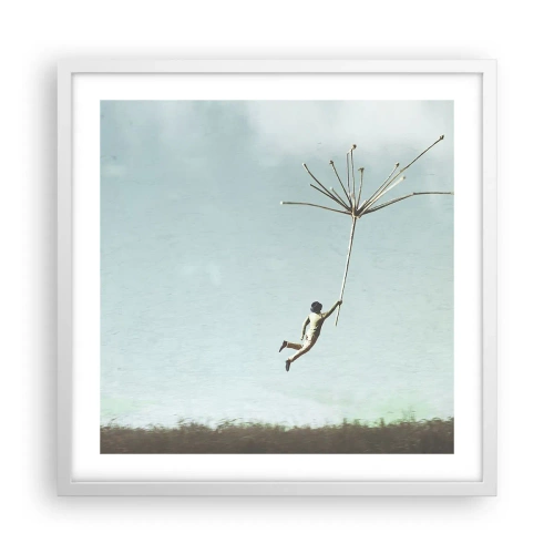 Plakat i hvid ramme - Drager, blæsere, vind - 50x50 cm