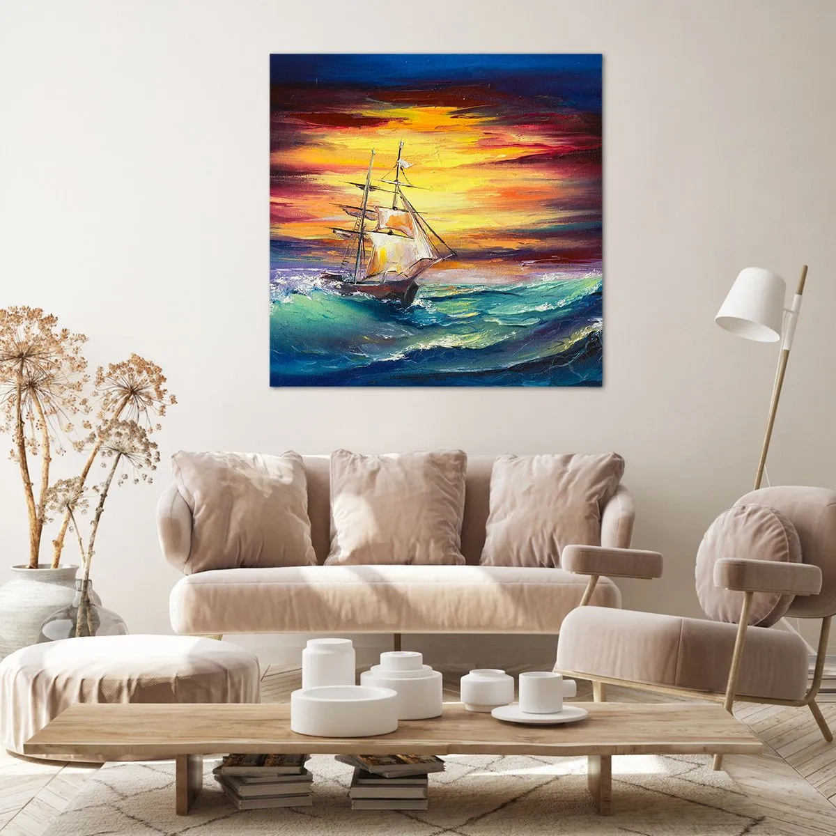 Lærredstryk - Billede på lærred - At trodse bølgerne - 70x70 cm