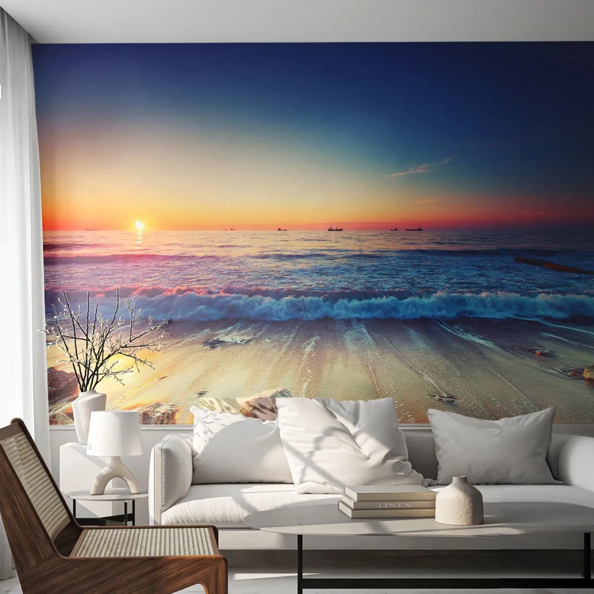Fototapet Standard Eco - Og hvad er der bag horisonten? - Landskab, Hav, Solnedgang - 400x280 cm