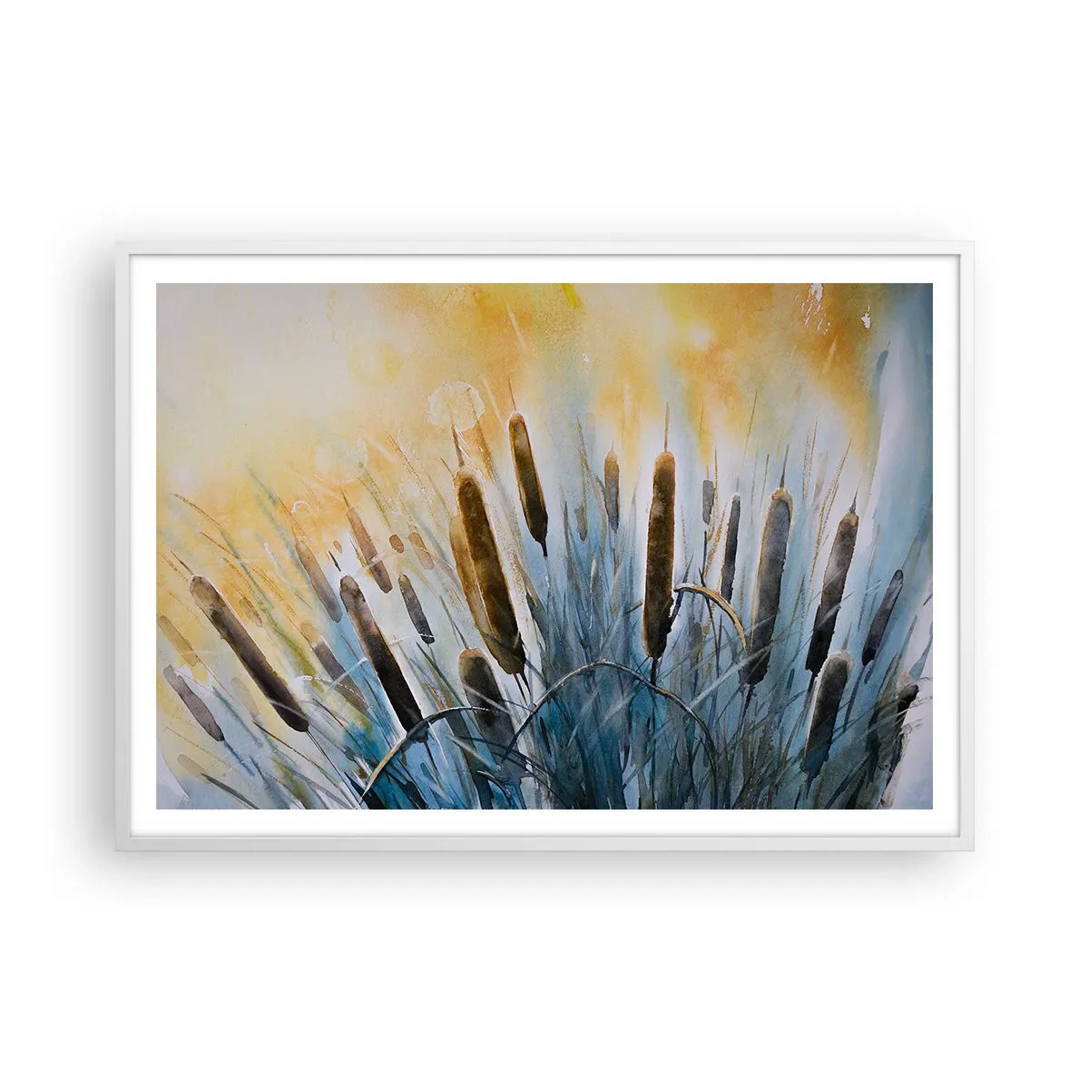 Plakat i hvid ramme - Vandets kulde, solens varme - 100x70 cm