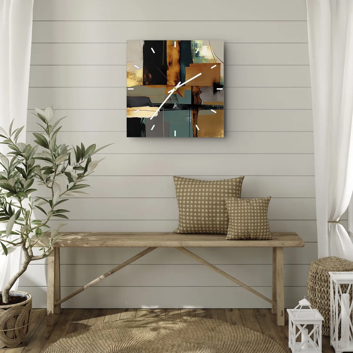 Vægur, Uret - Abstraktion - lys og skygge - 40x40 cm