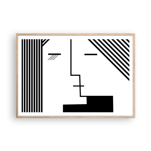 Plakat i ramme af lyst egetræ - Bare et kys - 100x70 cm