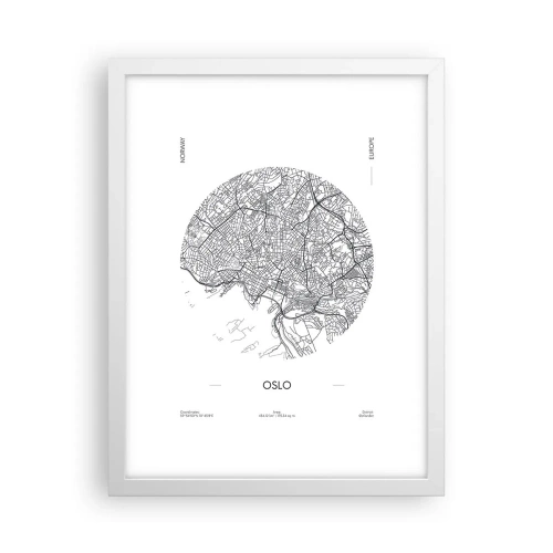 Plakat i hvid ramme - Anatomi af Oslo - 30x40 cm