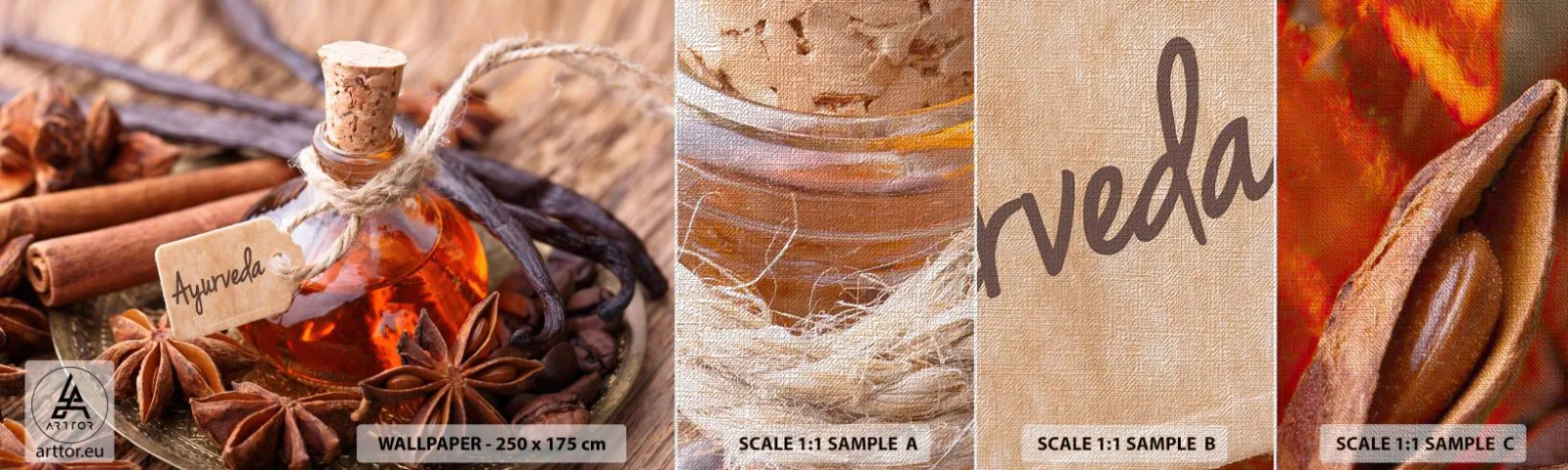 Prøve Fototapet Premium Canvas - På vej mod enhed af krop og ånd - Kanel, Anis, Vanilje - 100x30 cm