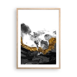 Plakat i ramme af lyst egetræ - Organisk sammensætning - 50x70 cm