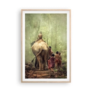 Plakat i ramme af lyst egetræ - Den nye Junglebog - 61x91 cm