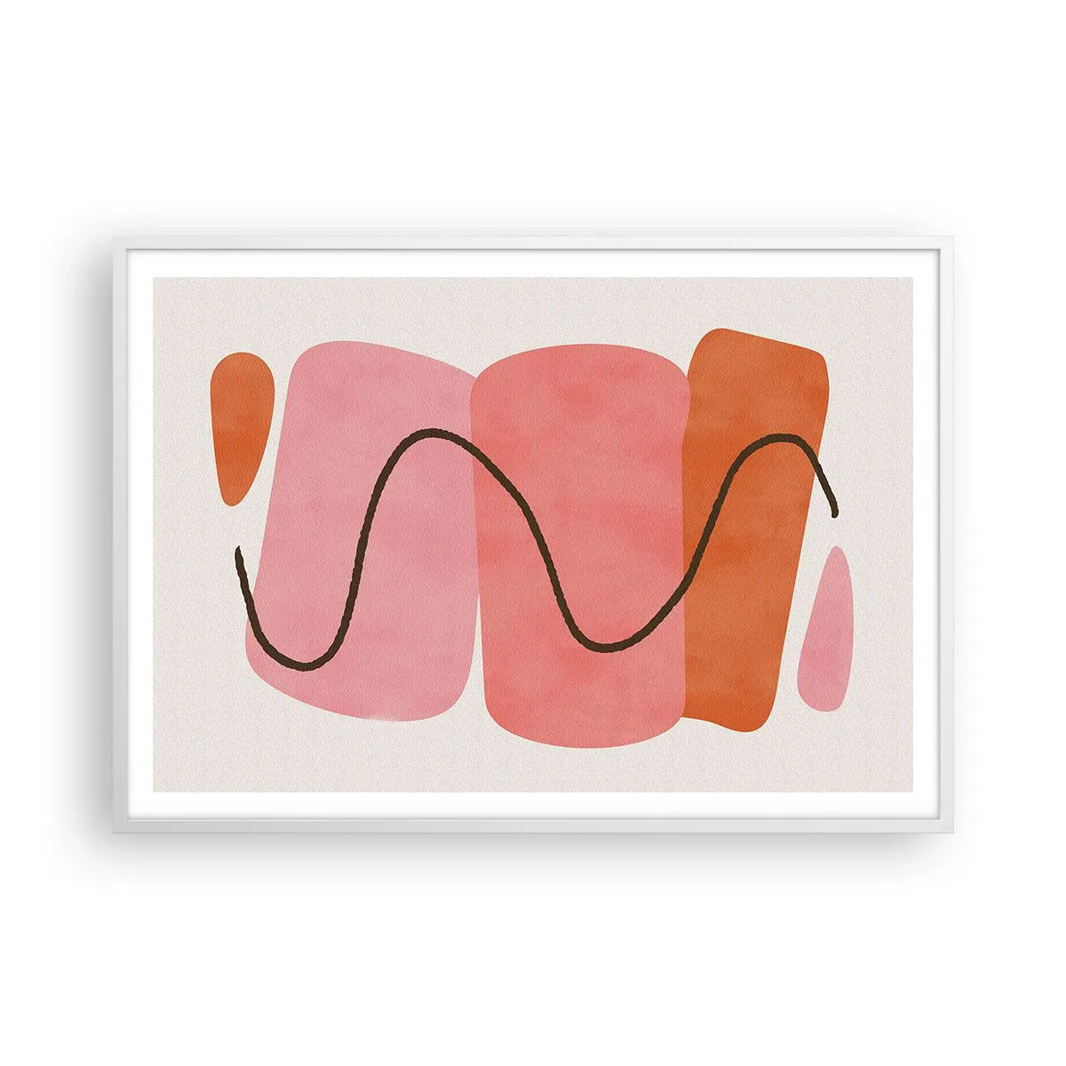 Plakat i hvid ramme - Formernes blide bevægelse - 100x70 cm