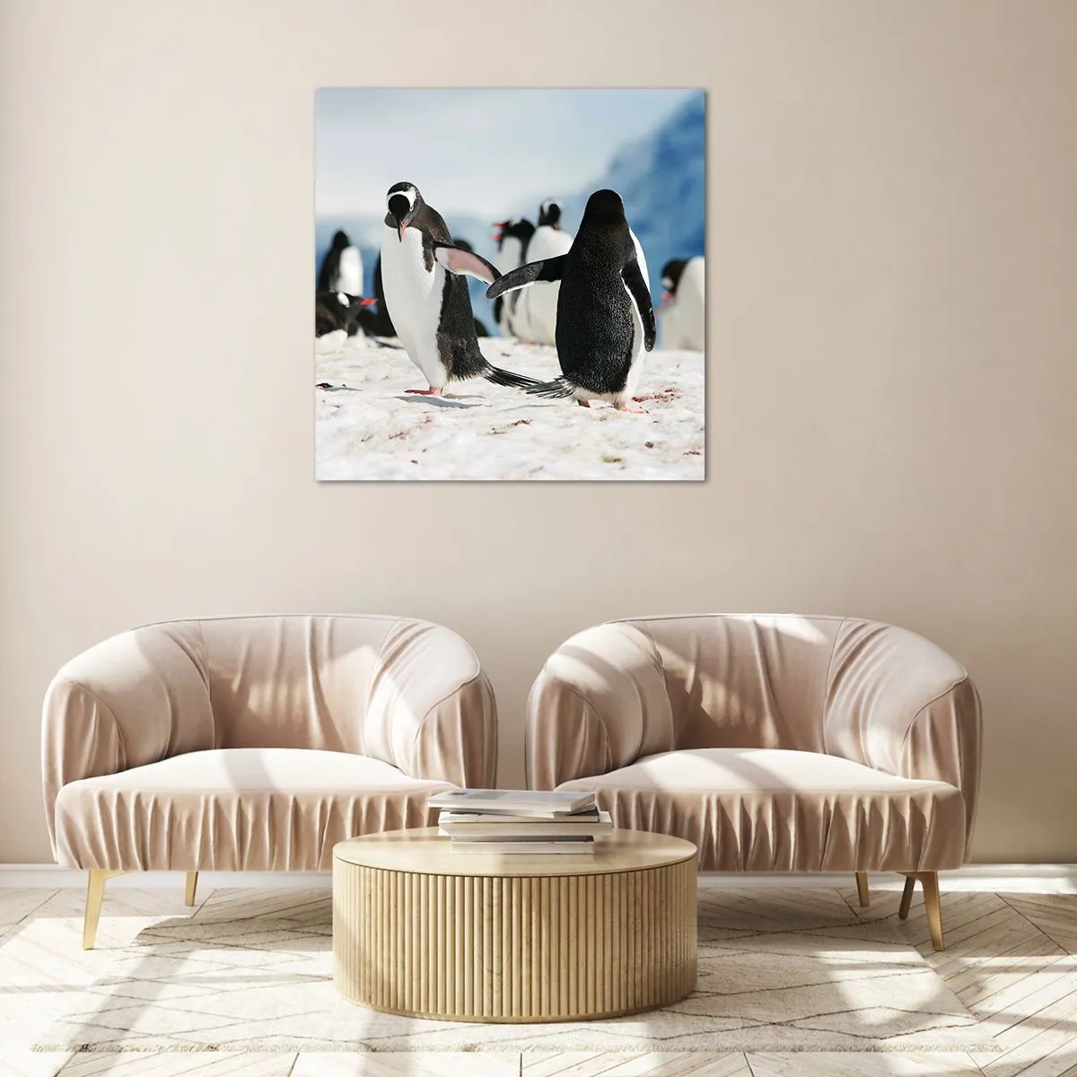 Billede på glas - Danser i sneen - 70x70 cm