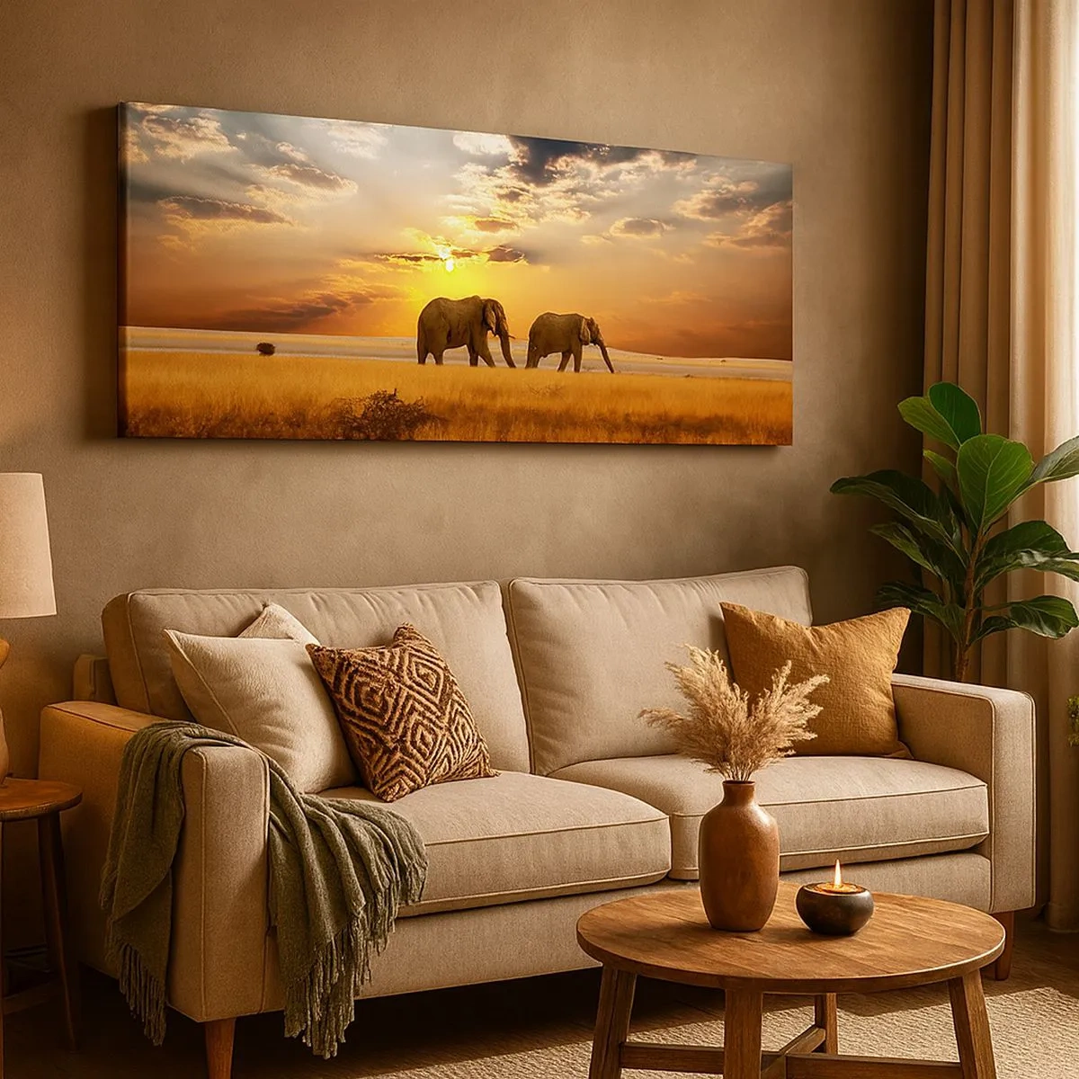 Lærredstryk - Billede på lærred - Familievandring - 100x40 cm