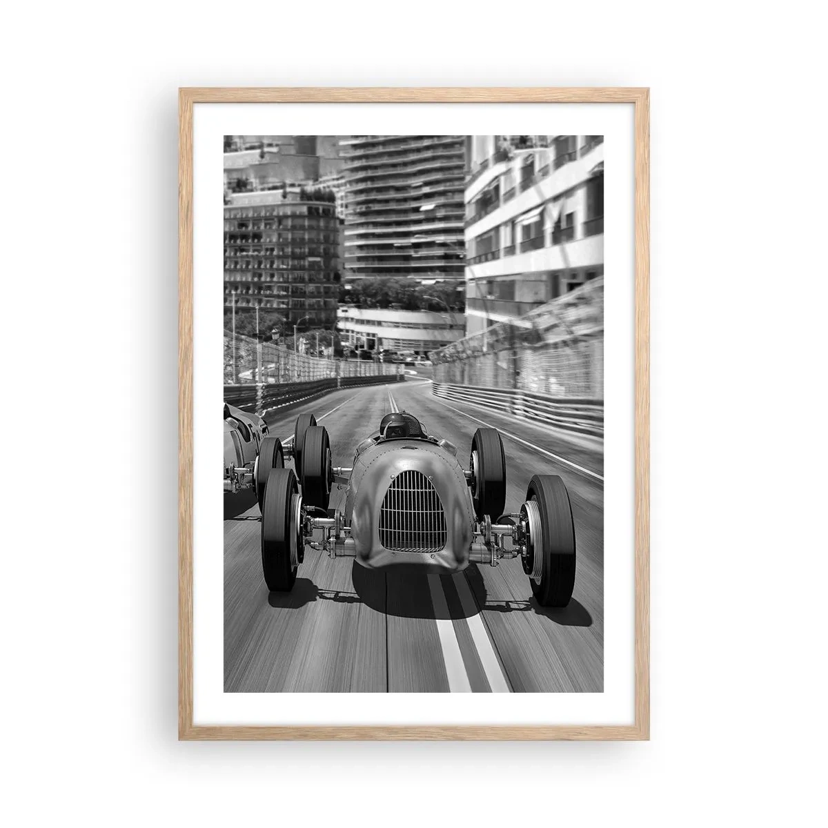 Plakat i ramme af lyst egetræ - Der var engang i Monte Carlo - 50x70 cm