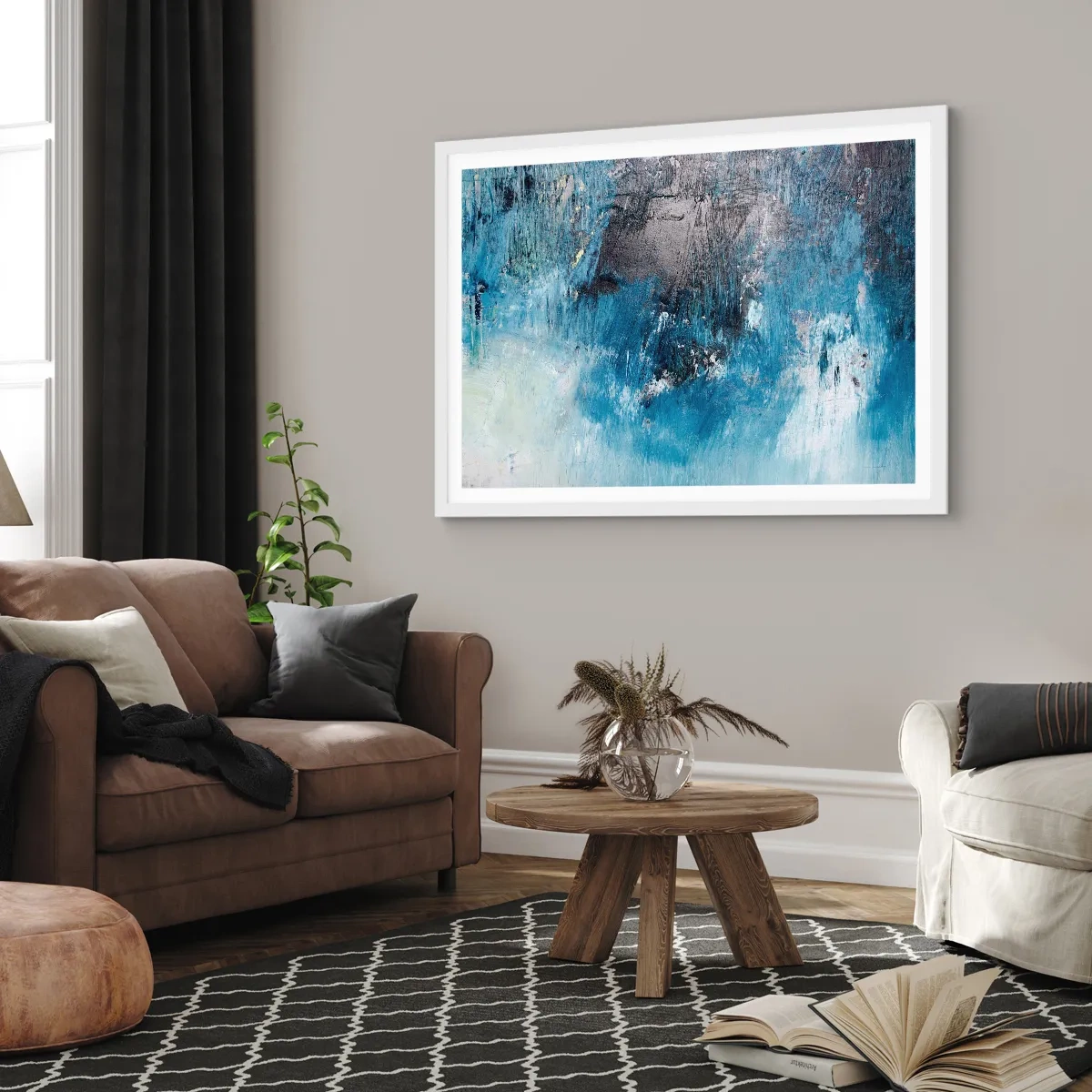 Plakat i hvid ramme - Blå rapsodi - 50x40 cm