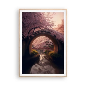 Plakat i ramme af lyst egetræ - Japansk forår - 70x100 cm