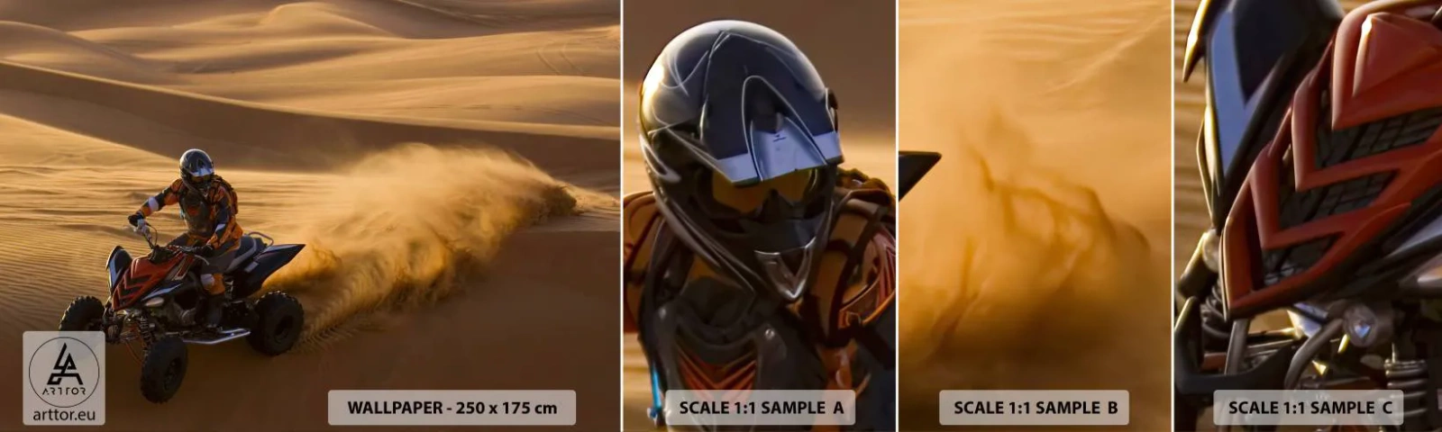 Fototapet Prøve Standard Eco - På bølger af sand - Quad, Automotive, Ørken - 100x30 cm