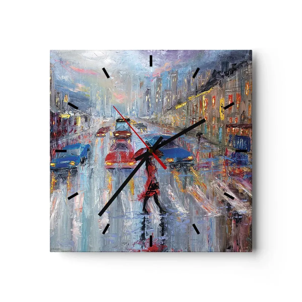 Vægur, Uret - Regnfuld eftermiddag i byen - 30x30 cm