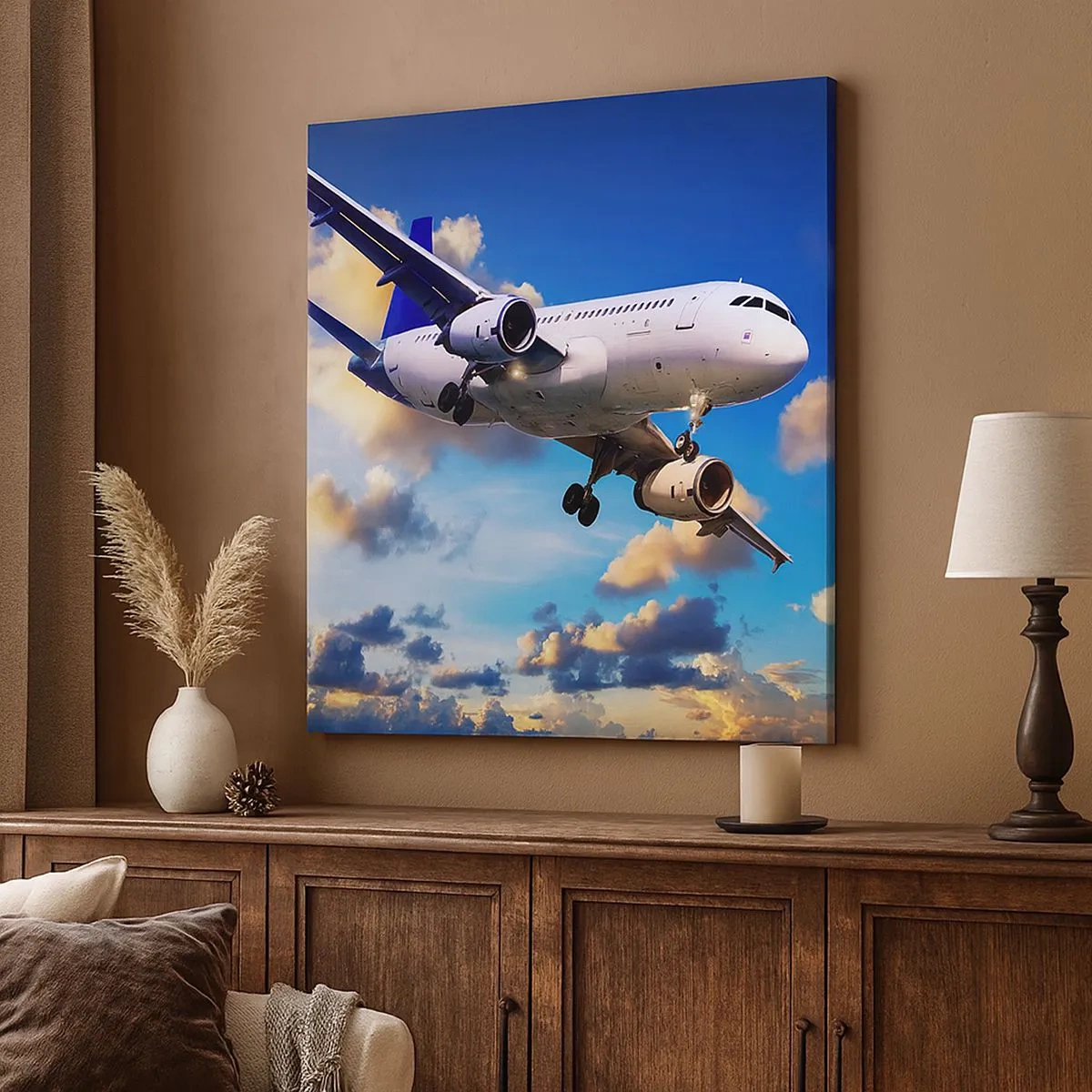 Lærredstryk - Billede på lærred - En rejse i hvidt og blåt - 30x30 cm