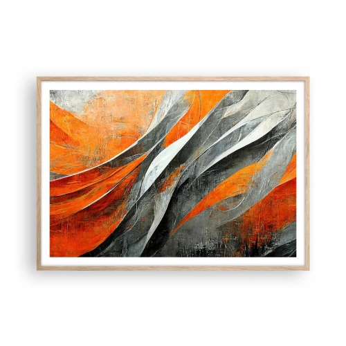 Plakat i ramme af lyst egetræ - Varme og kulde - 100x70 cm