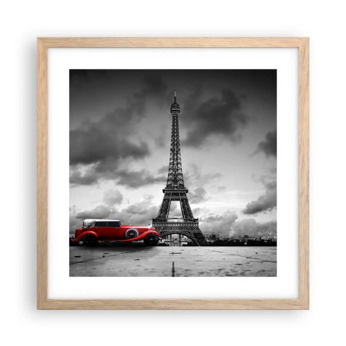 Plakat i ramme af lyst egetræ - For ikke så længe siden i Paris - 40x40 cm