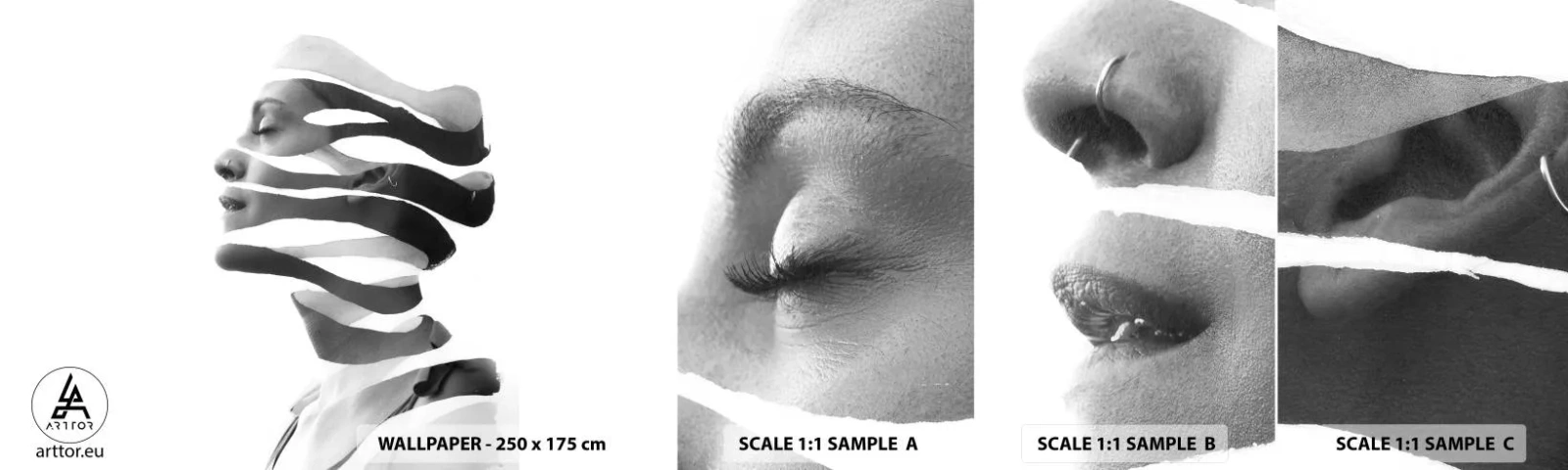 Fototapet Prøve Standard Eco - Et surrealistisk portræt - Abstraktion, Stykke, Kvinde - 100x30 cm