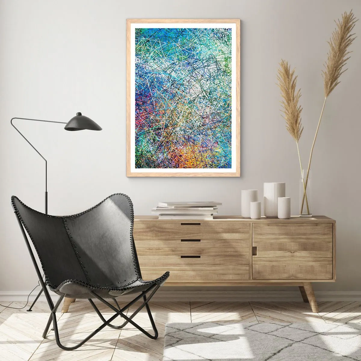 Plakat i ramme af lyst egetræ - Så enkelt er det ikke - 30x40 cm