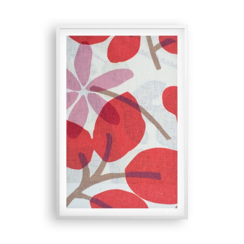 Plakat i hvid ramme - Blomsterkomposition i pink - 61x91 cm