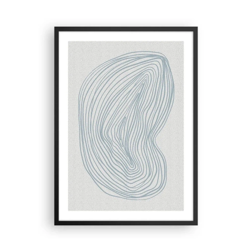 Plakat i sort ramme - En minimalistisk abstraktion med et lineært mønster i blå nuancer. - 50x70cm - Smil fra en dråbe - Moderne vægdekoration til stue og soveværelse ARTTOR