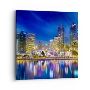 Lærredstryk - Billede på lærred - Regnbuenat i metropolen - 30x30 cm
