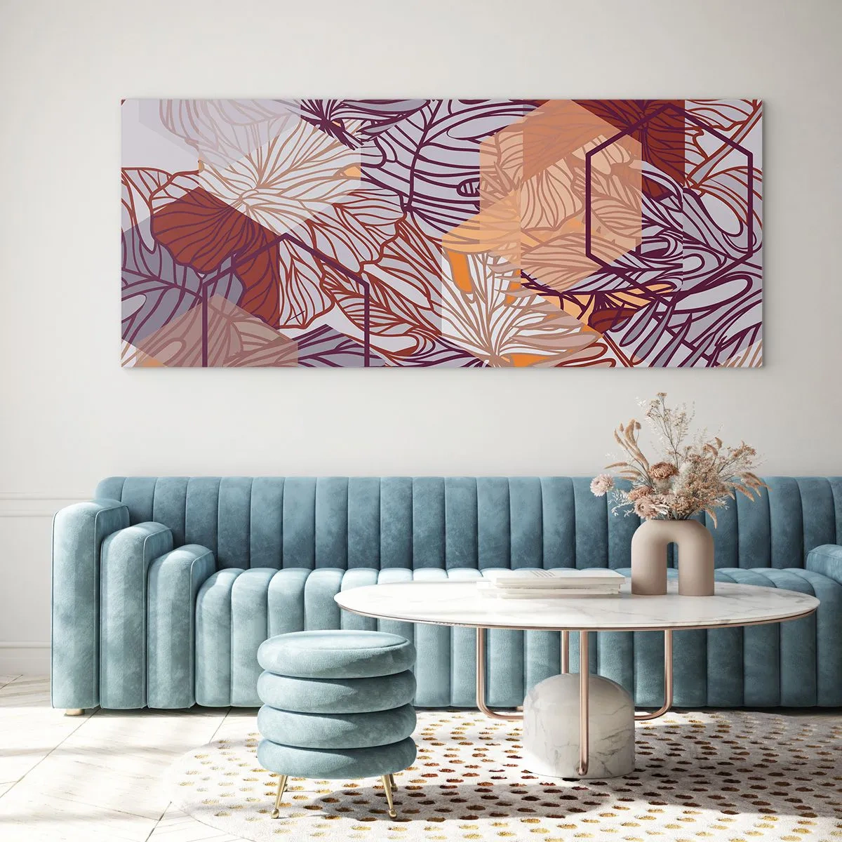 Billede på glas - Umuligt forhold mellem geometri og natur - 140x50 cm
