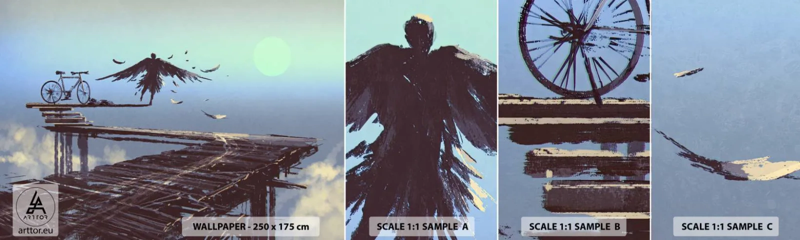 Fototapet Prøve Standard Eco - Icarus for evigt i live - Abstraktion, Icarus, Cykel - 100x30 cm