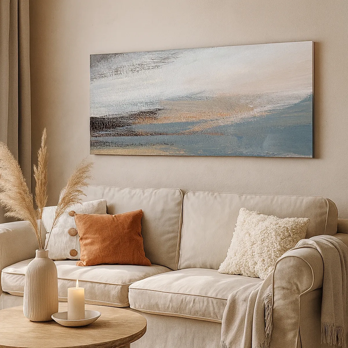 Lærredstryk - Billede på lærred - Abstraktion: nordligt landskab - 30x30 cm