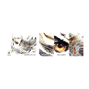 Prøve Fototapet Selvklæbende Deluxe Sticker - Hun kom fra den magiske verden - Fugl, Ugle, Grafik - 100x30 cm