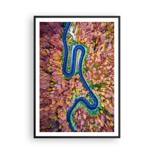 Plakat i sort ramme - En snoet vej gennem skoven - 70x100 cm