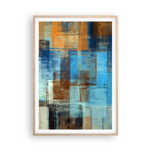 Plakat i ramme af lyst egetræ - Gennem det blå slør - 70x100 cm