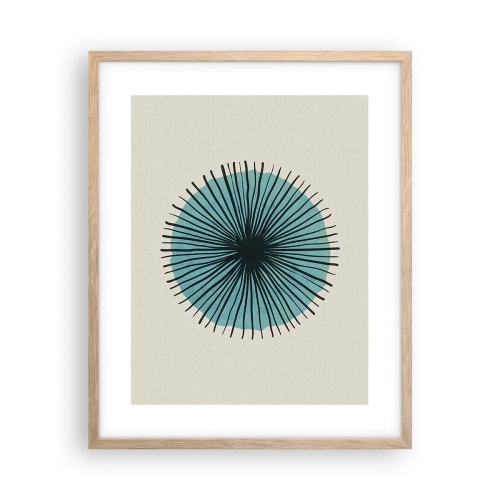 Plakat i ramme af lyst egetræ - Strålende på blå - 40x50 cm