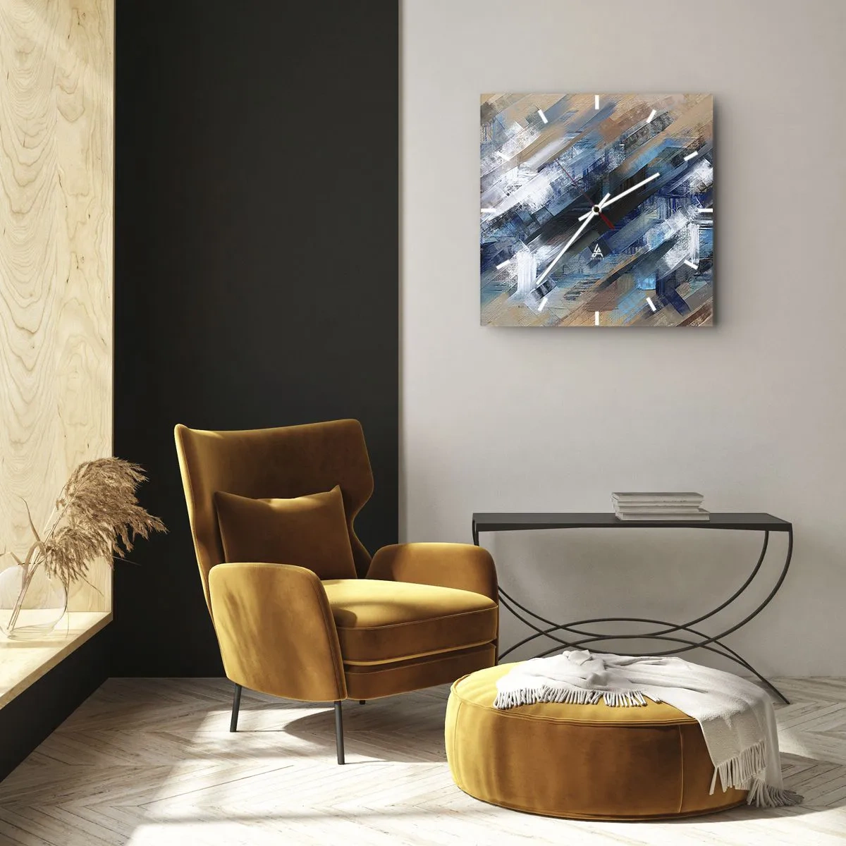 Vægur, Uret - På en blå skråning - 40x40 cm