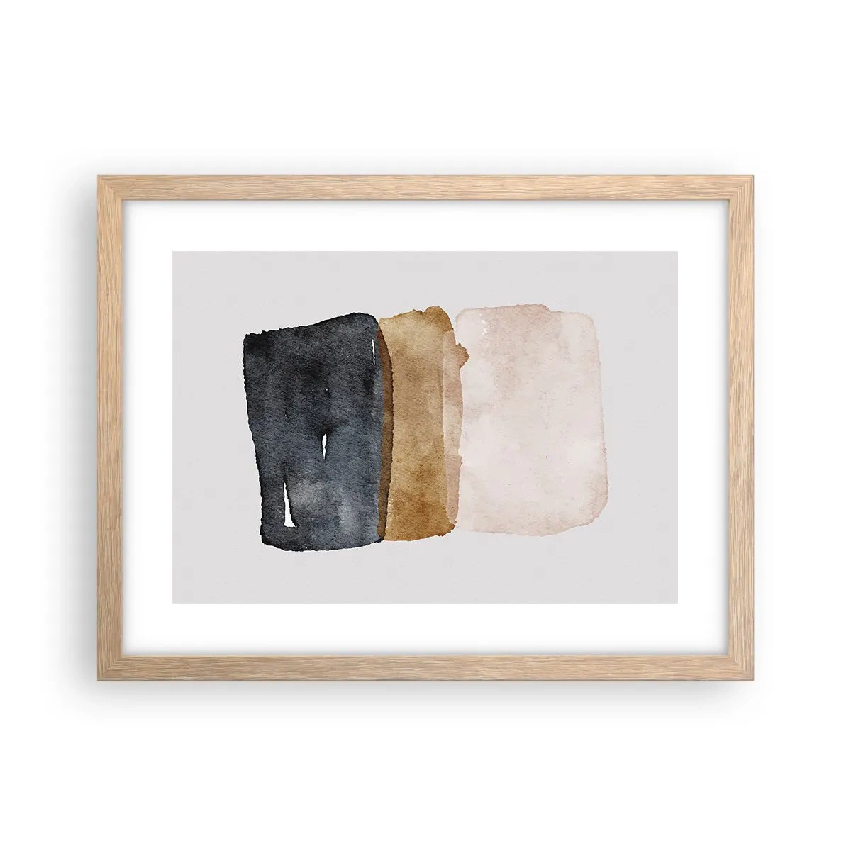 Plakat i ramme af lyst egetræ - Sammensætning af jordfarver - 40x30 cm
