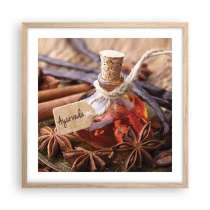 Plakat i ramme af lyst egetræ - På vej mod enhed af krop og ånd - 50x50 cm