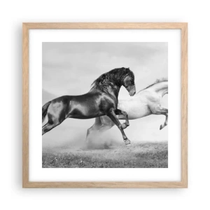 Plakat i ramme af lyst egetræ - Engle og dæmoner - 40x40 cm