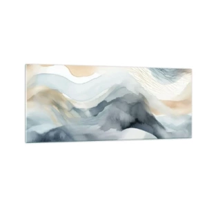 Billede på glas - Abstraktion af sne og tåge - 100x40 cm