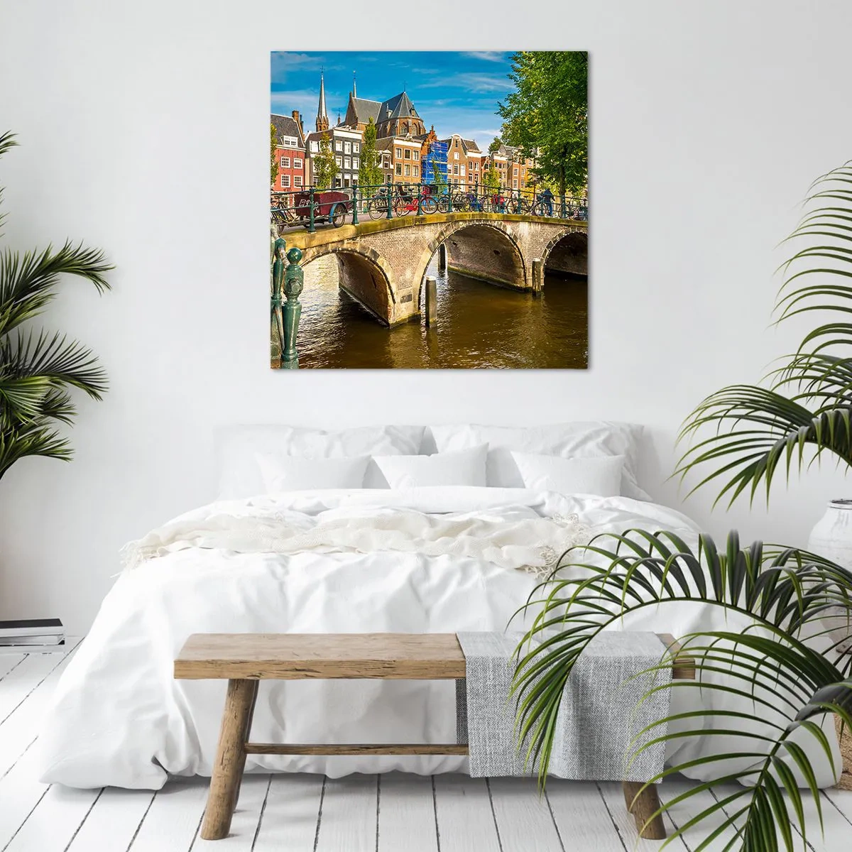Lærredstryk - Billede på lærred - Forår ved kanalen - 70x70 cm