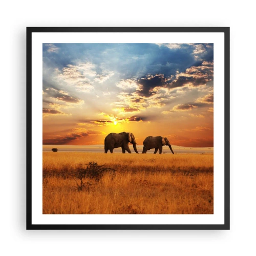 Plakat i sort ramme - Familievandring - 60x60 cm