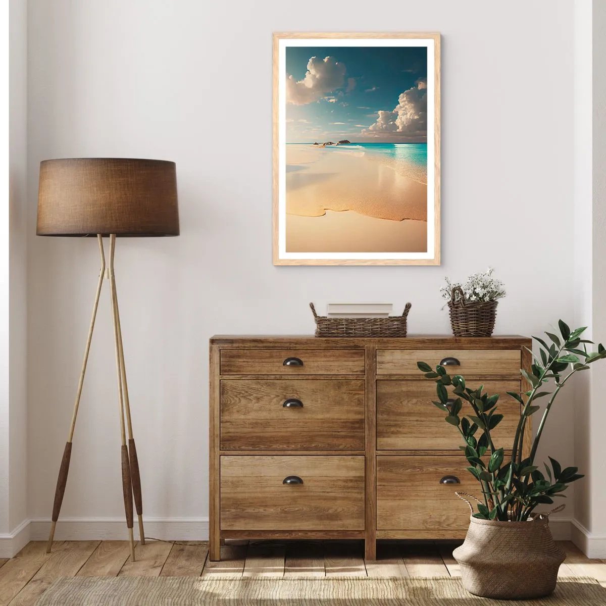 Plakat i ramme af lyst egetræ - En drømmeagtig dag - 70x100 cm