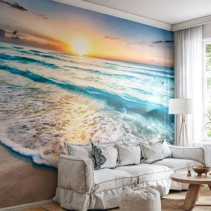 Fototapet Premium Sand - Et synspunkt, der er værd at have - Landskab, Strand, Solnedgang - 500x350 cm