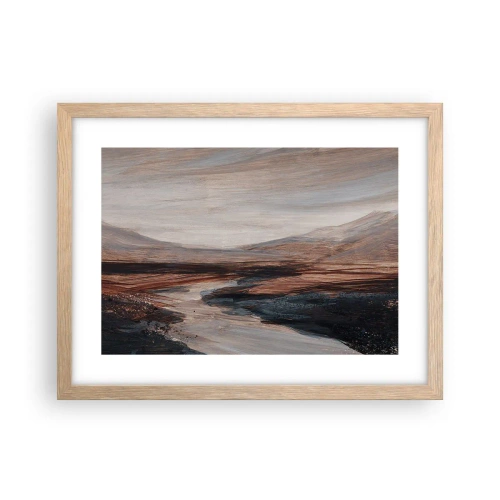 Plakat i ramme af lyst egetræ - Fredfyldt dal - 40x30 cm