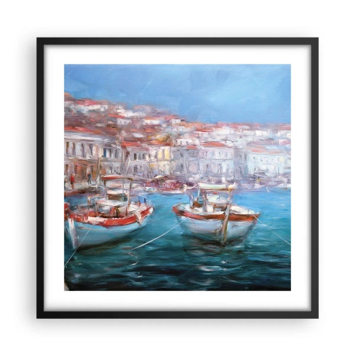 Plakat i sort ramme - Italiensk bugt - 50x50 cm