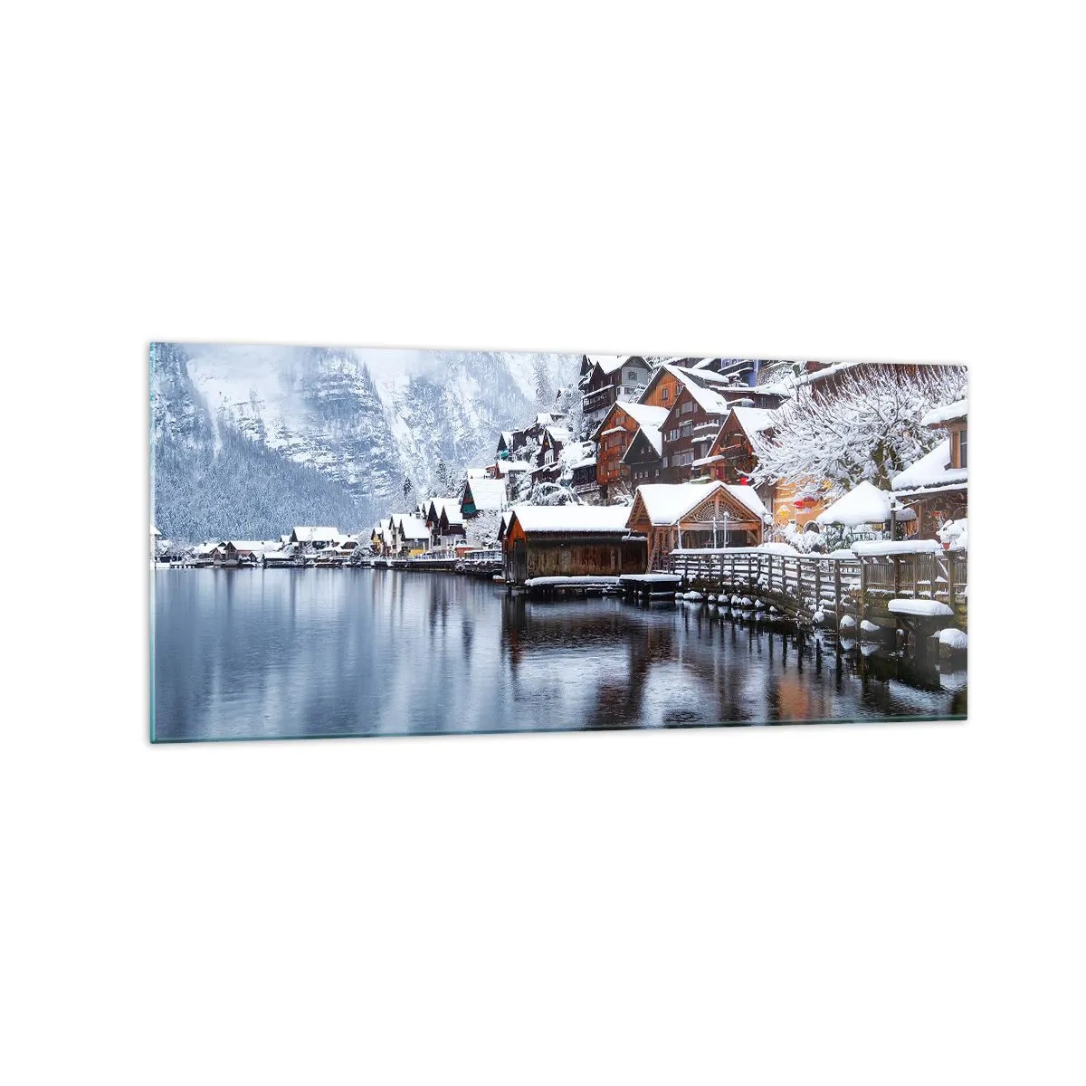 Billede på glas - I en vinterdekoration - 120x50 cm