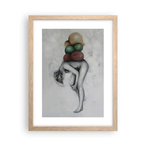 Plakat i ramme af lyst egetræ - Livets byrde - 30x40 cm